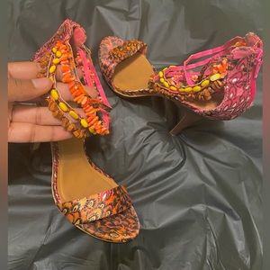 Multi colored open toe heel